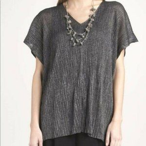 Eileen Fisher Gray Pressed Viscose Linear Crinkle Tunic